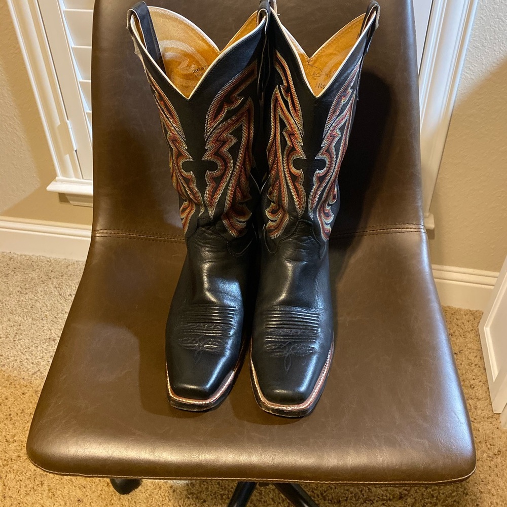 Justin Square Toe Cowboy Boots Black 10D